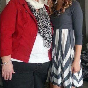 Grey and White Dress